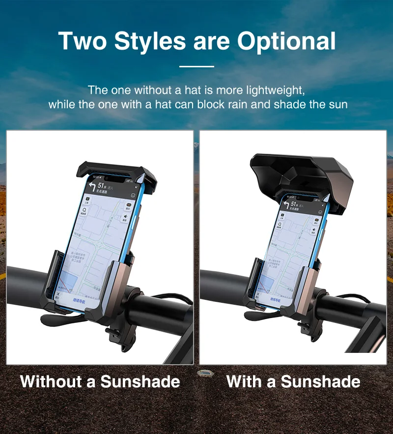 Phone Holder With Shading Anti-Shake Function Electric Vehicle Mountain Bike Motorcycle Fixed Mobile Phone Navigation Holder