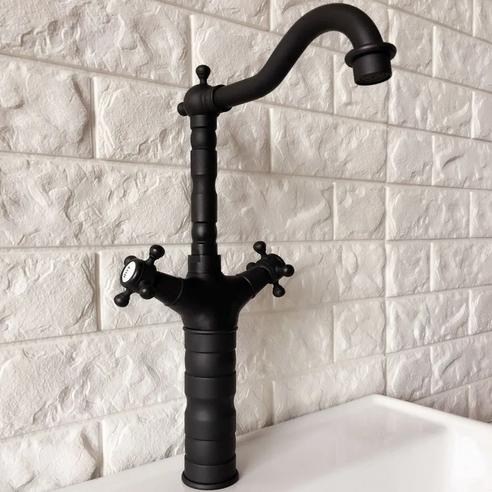 

Black Oil Rubbed Brass Bathroom Basin Faucet Bath Faucets Vanity Vessel Sinks Mixer Tap Cold And Hot Water Tap Bnf345