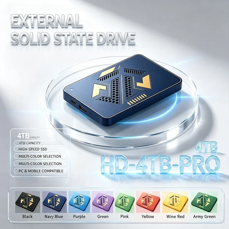 4TB HD-4TB-PRO Portable External SSD High Speed Solid State Drive - Multi-Color External Storage for PC Laptop Phone 13 Colors