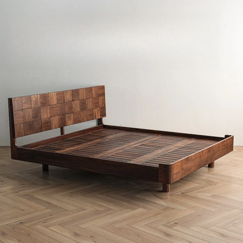 

Black walnut bed, solid wood small apartment, cherry wood 1.8 meters