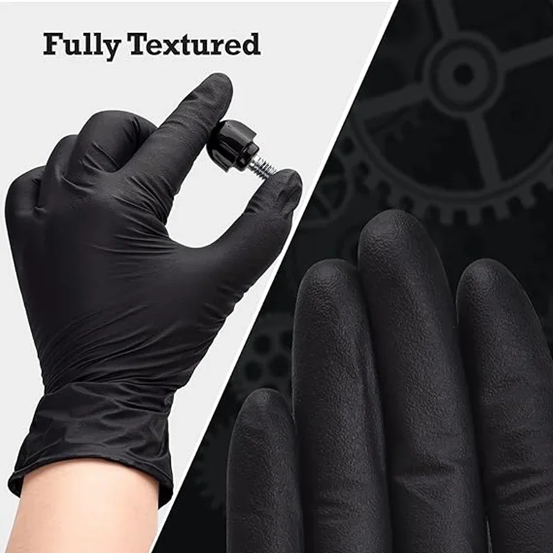 10/20/50/100PCS Black Nitrile Disposable Gloves For Work Latex Free Home Cleaning Glove Textured Mechanic Tattoo Hair Dye Beauty
