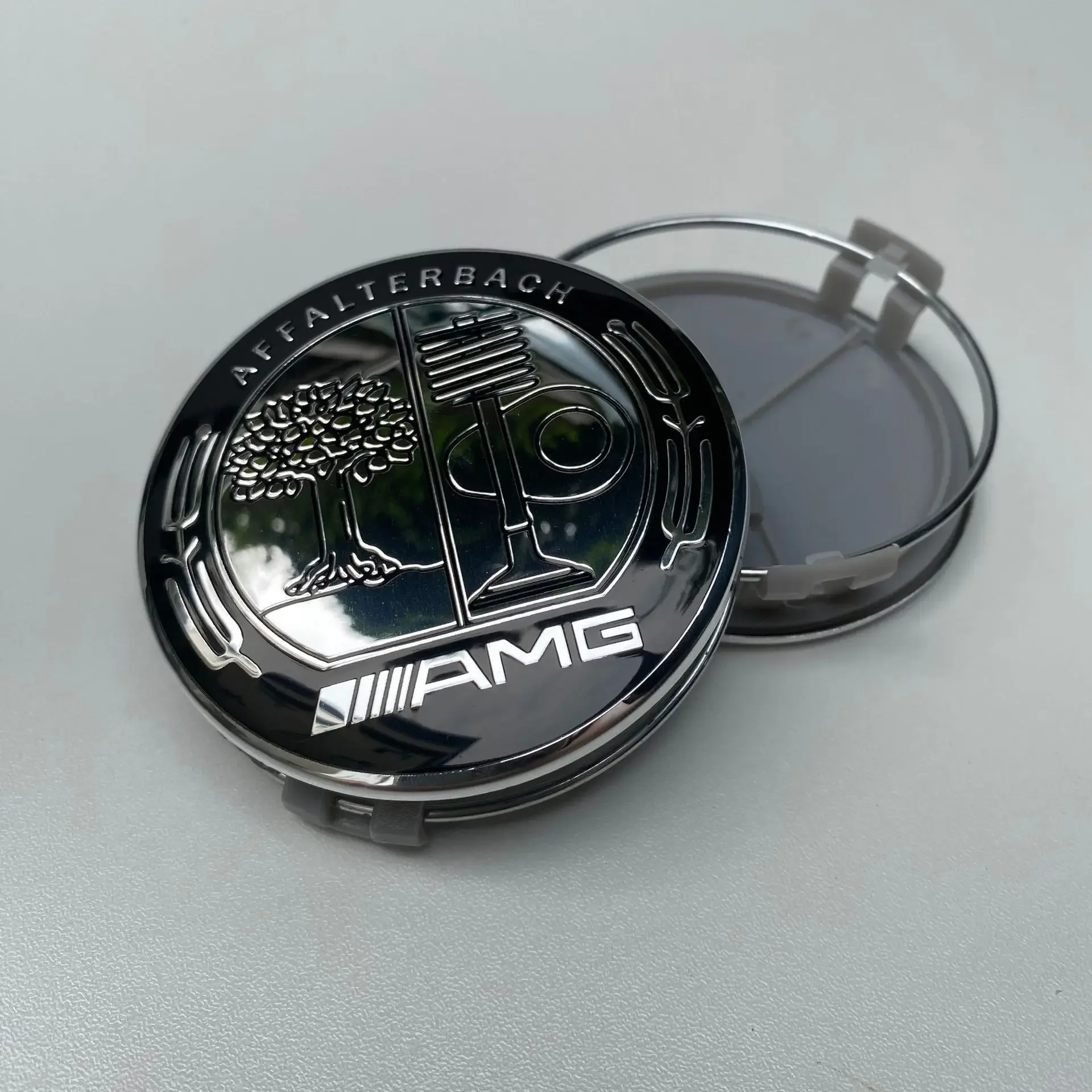 غطاء مركزي عالمي لمرسيدس بنز 75 ملم باللونين الأسود والفضي AMG Hubcap لسلسلة السيارات الكاملة ترقية غطاء محور العجلة