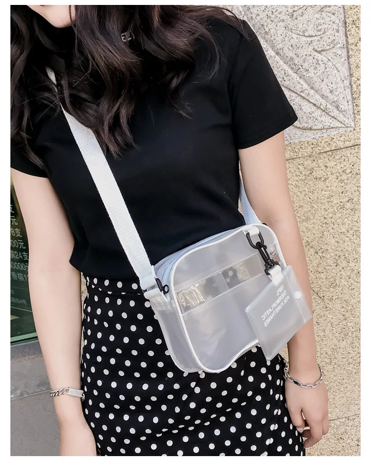 Casual PVC Transparent Tasche Frauen Umhängetaschen Gelee Kleine Telefon Taschen Schulter Tasche Handtasche Karte Halter Transparent Damen Geldbörse – Detail 5