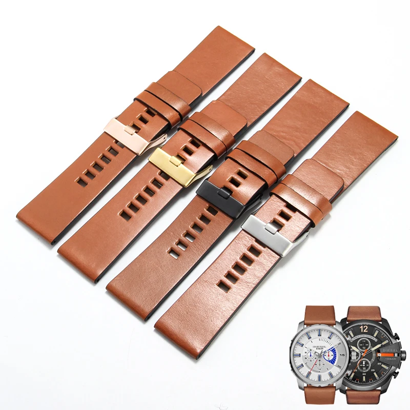 For Diesel DZ4343 DZ7406 DZ7257 DZ4482 Vintage Brown Genuine Leather Watchband Soft Skin-Friendly Great Breathability 22 24 26
