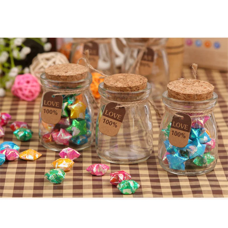 1Pcs 100ml Jam Jar Wish Glass Bottles Tiny Empty Clear Cork Glass Bottles Vials For Wedding Holiday Decoration Barattoli Vetro