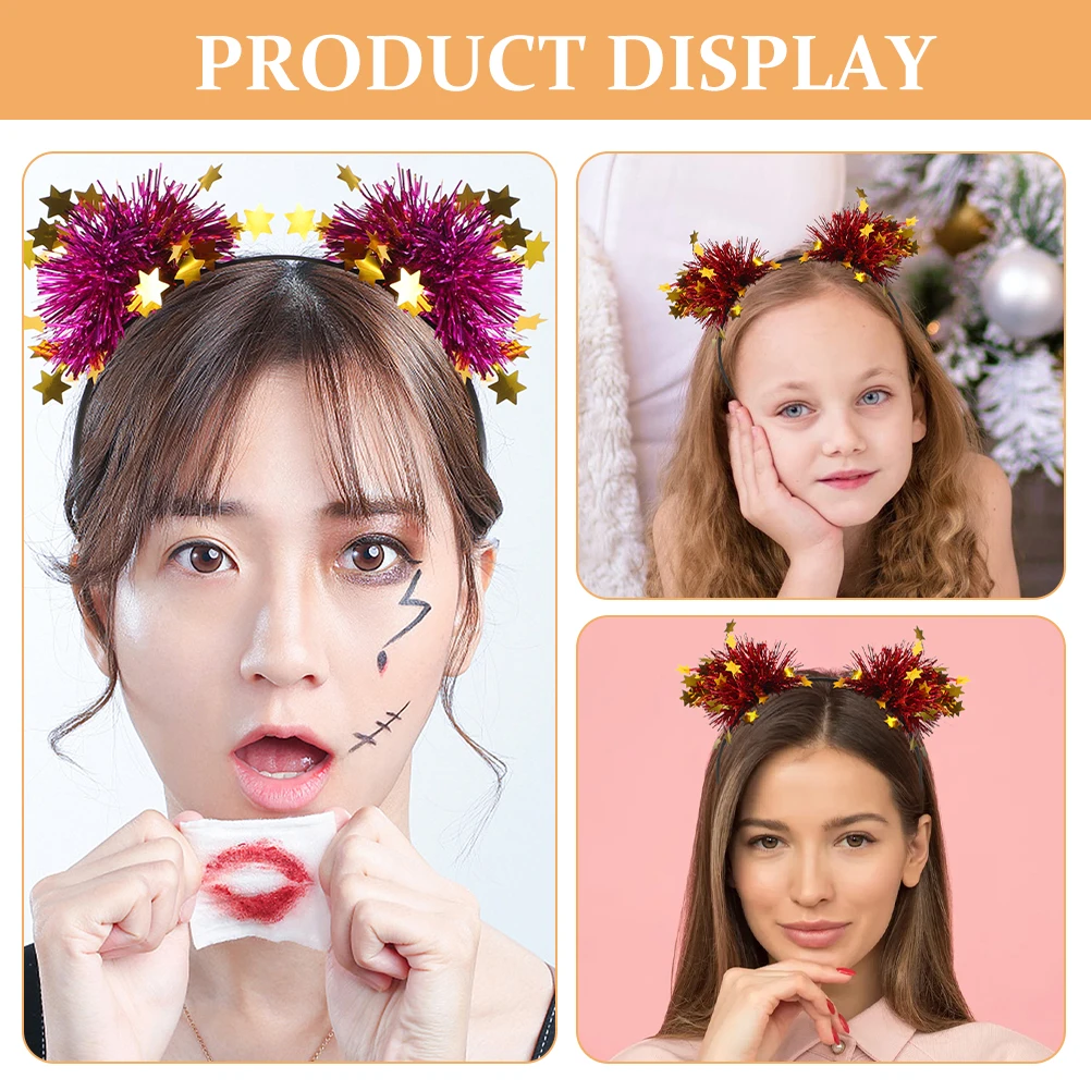 

4 Pcs Sparkly Hair Bands for Women Star Headband Girls Glitter Headbands Elastic Miss