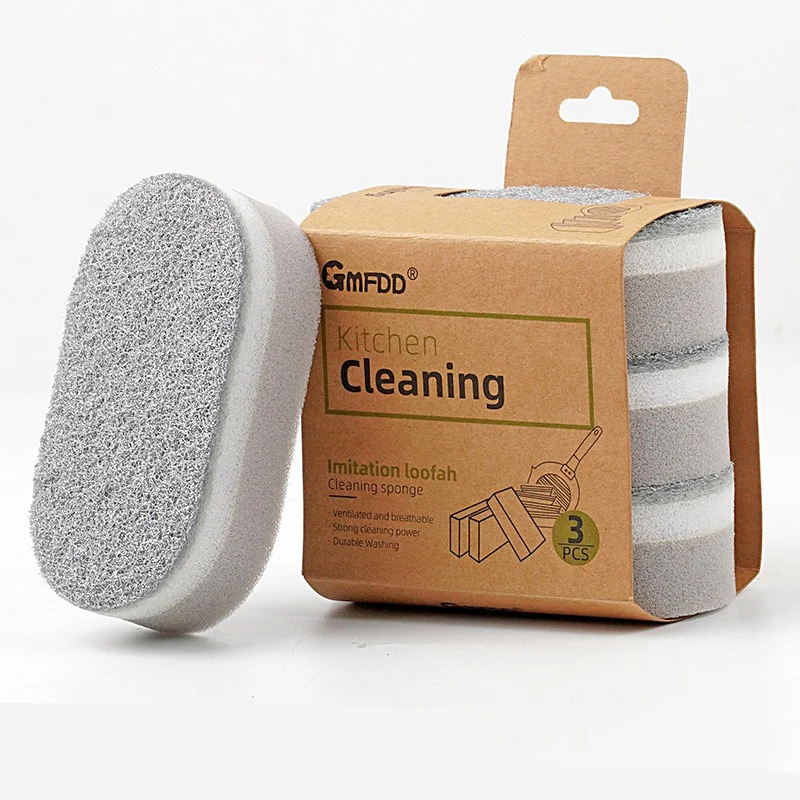 Dishwashing Sponge Scouring Pad Double-sided Thickened Magic Wiping Kitchen and Household Cleaning Brush Sponge Wiping