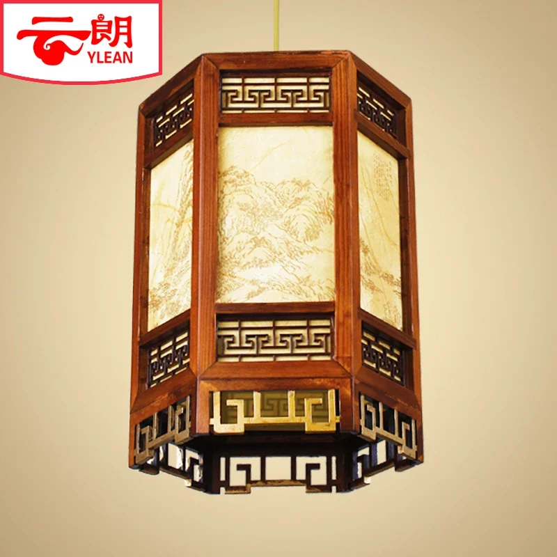 Chinese style solid wood palace lamp, antique sheepskin lantern lamp, advertising, lighting,