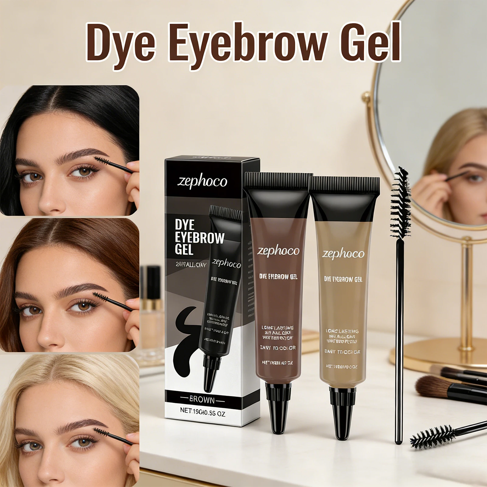 

3 Colors Waterproof Long Lasting Brow Mascara Natural Stereo Eyebrow Gel Smudge Proof Smooth Color Rendering for Women Cosmetics