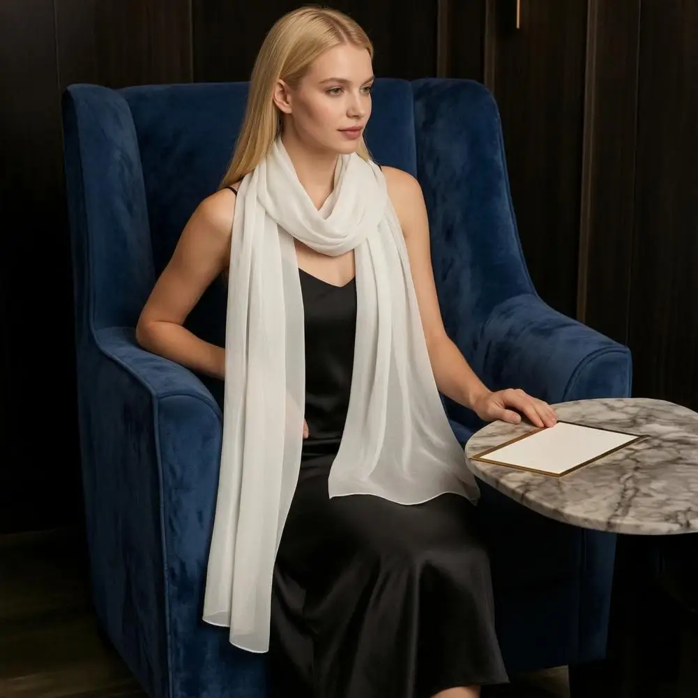 Women Shawls And Wraps for Evening Dresses, Sheer Wedding Scarf for Bridal, Chiffon Shawl Wrap Elegant Soft Silky Long Scarf