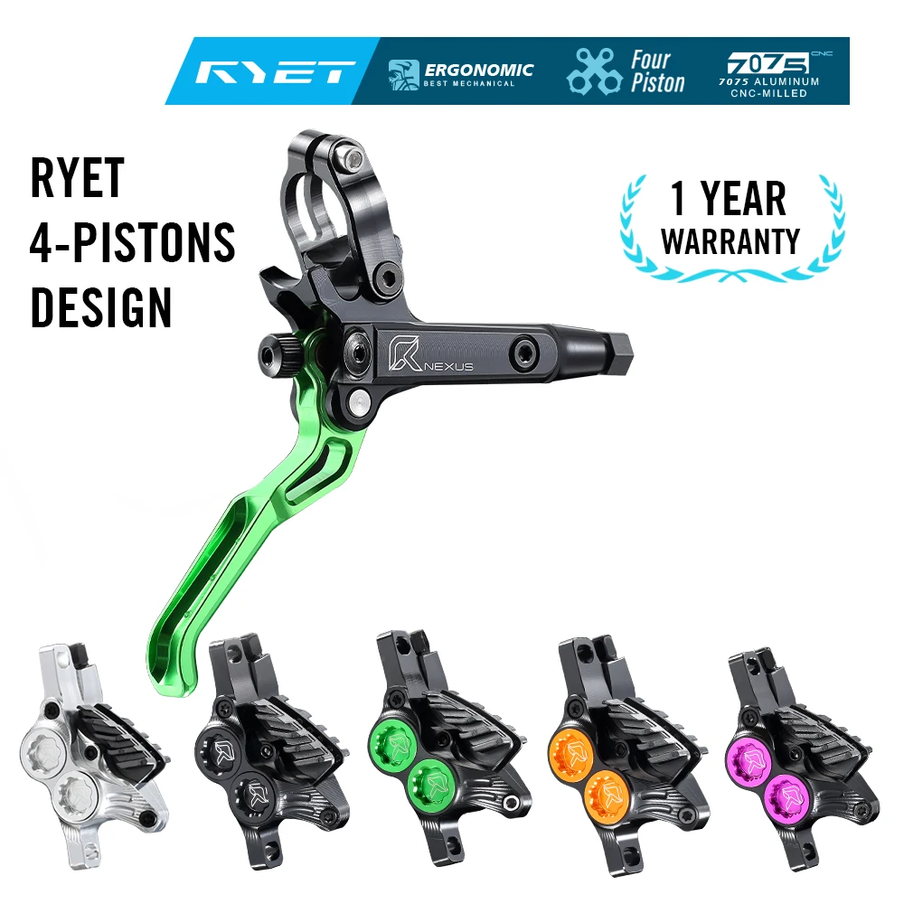 

Комплект 4-поршневых гидравлических дисковых тормозов RYET — термостойкий суппорт с ЧПУ 7075-T6 для MTB/AM/DH/E-MTB, кабель минерального масла 840 мм/1550 мм