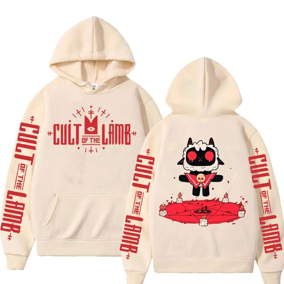 Cult of The Lamb Hoodies Anime Cartoon Game Men Women Print Cotton Oversized Sportswear Sweatshirts Kids Boys Girls Pullov