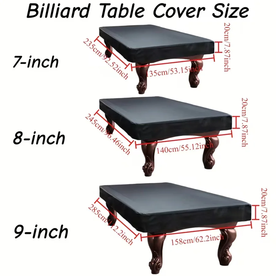 Waterproof Dustproof Billiard Table Cover 210D Stain Resistant Pool Table Protector for 7FT 8FT 9FT Tables Daily Use