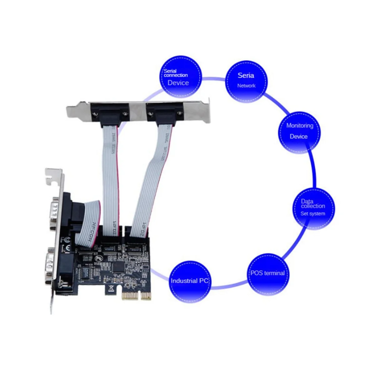 25Mbps PCIE Serial Port Expansion Card AX99100 Chip PCIE to Serial Port RS232 Interface 4 Port Expansion Card Riser Card