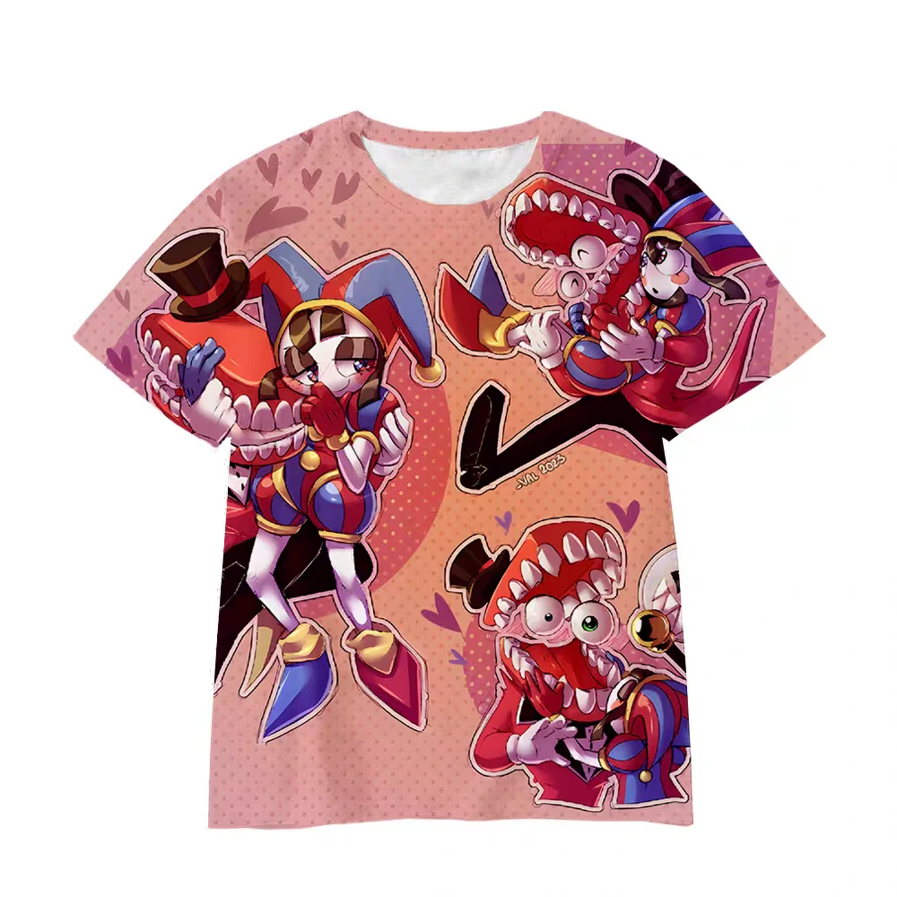 2026 Summer THE AMAZING DIGITAL CIRCUS All Over Print Jersey Short Sleever Round Collar Cartoon Fan Shirt Men Women Kids