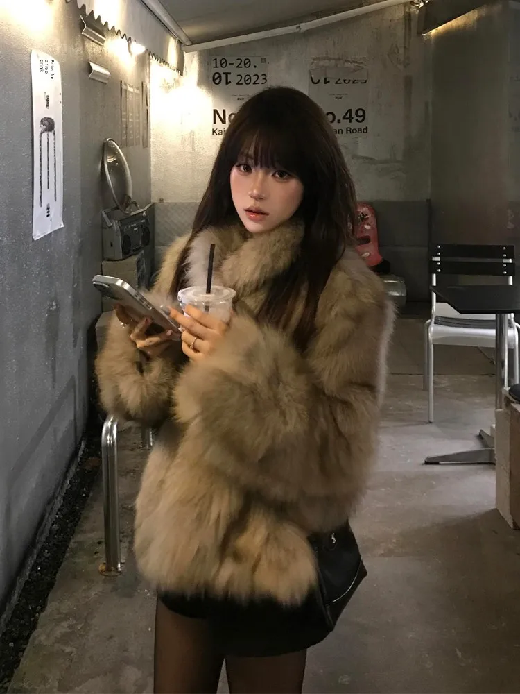 

Двухцветная меховая куртка для женщин, осенне-зимняя, утепленная, в стиле кэжуал, класса люкс, короткая, теплая, повседневная