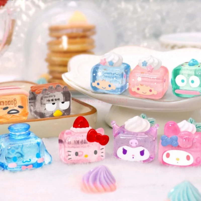 Kawaii Garmma Sanrio Dessert Series Blind Box Hello Kitty Doll Ornament Cinnamoroll Cute Kuromi Car Decor Collection Kids Gift