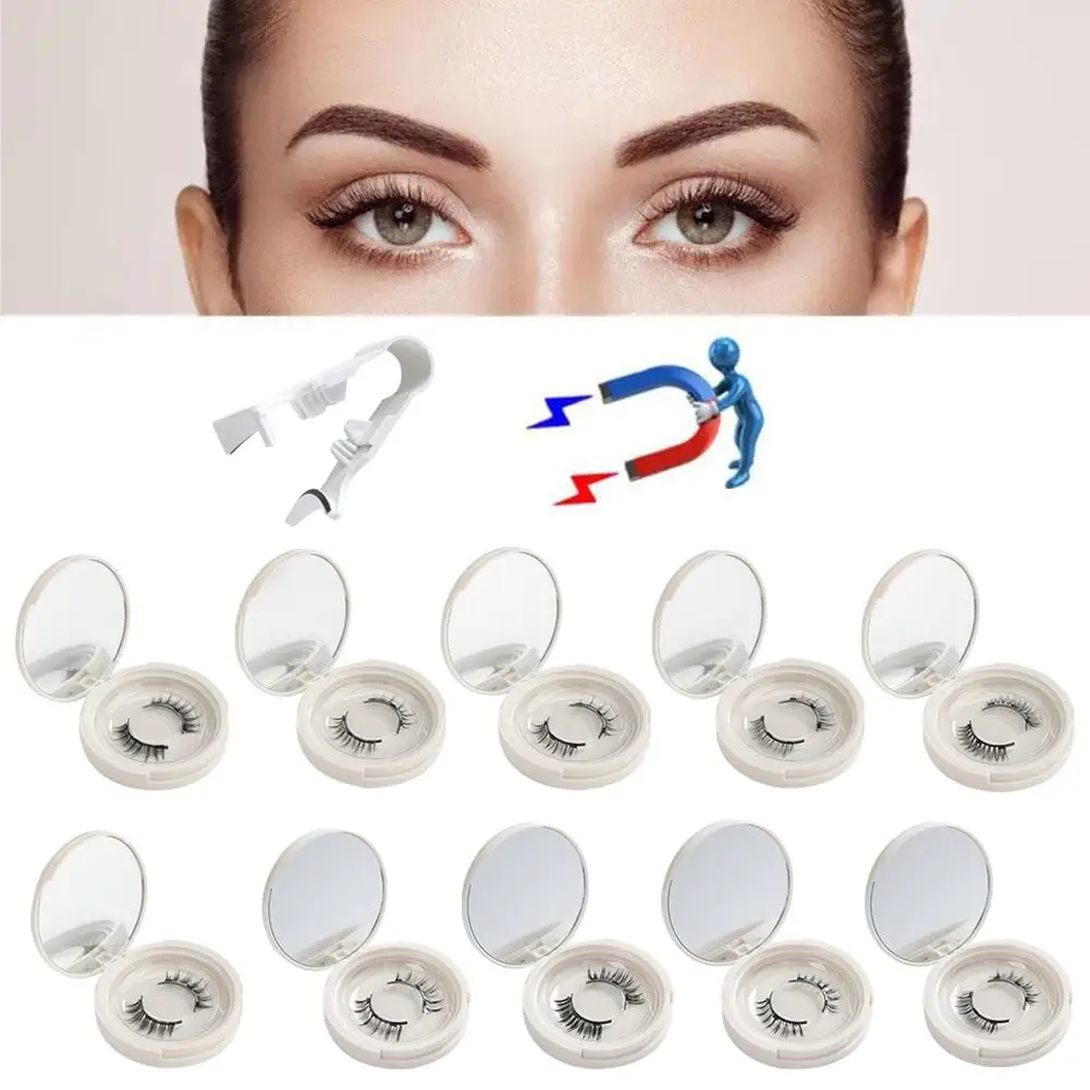 3D Natural Magnetic Eyelashes With Clip Eyelash Curler Pair Tools Mink Lashes Makeup Fake Magnets Extension Reusable