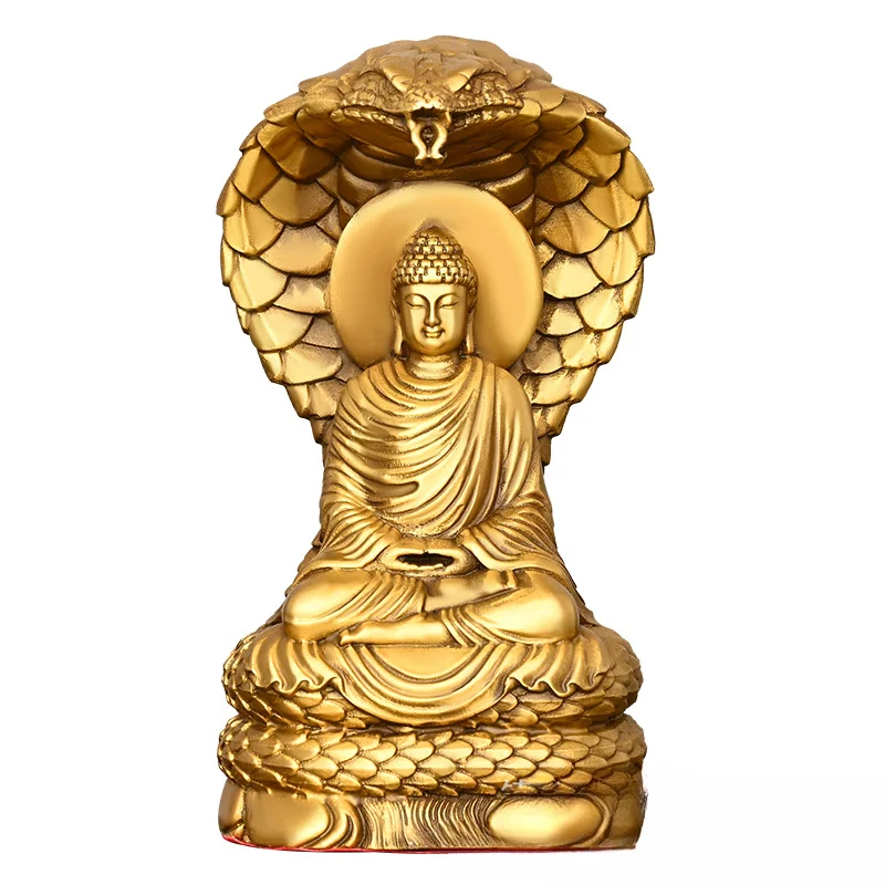 Brass Sakyamuni, Serpent Protecting Buddha, Sitting Serpent Sakyamuni