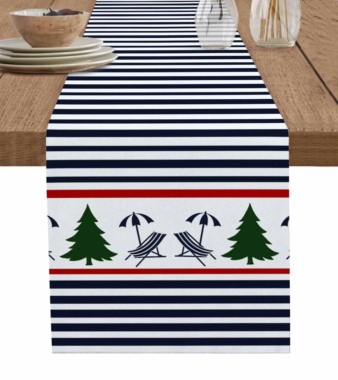 Line Christmas Tree Lounge Chair Table Runner Wedding Dining Table Decoration Table Runner Kitchen Dining Tablecloth