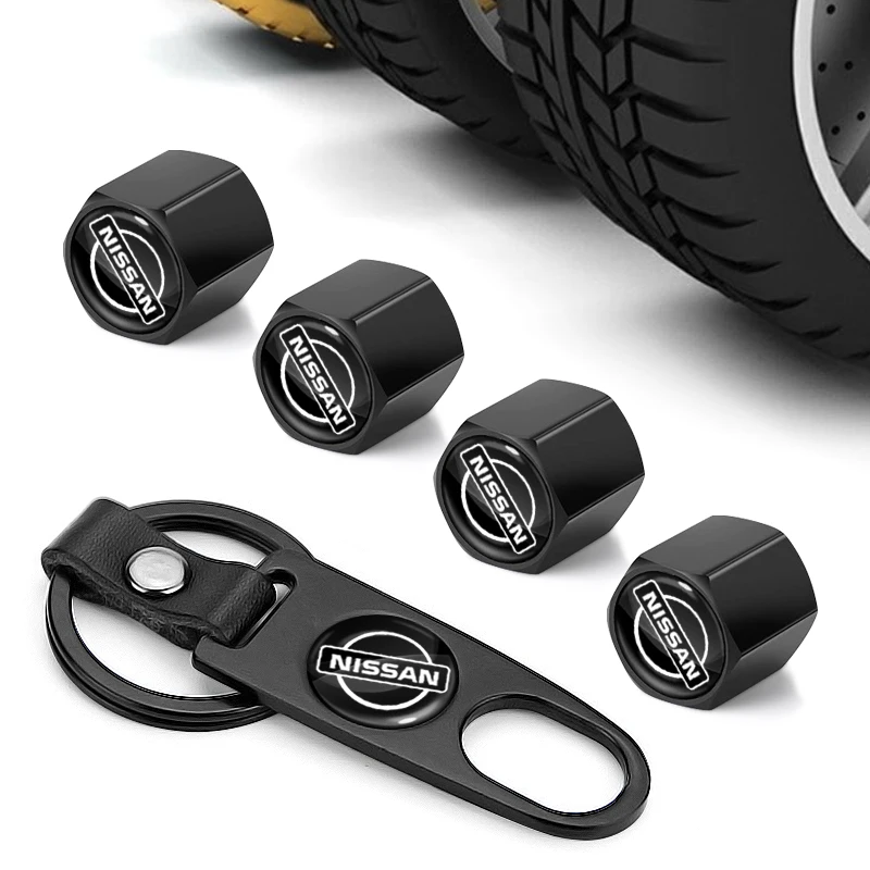 Chaveiro de Carro com Tampa de Válvula de Pneu, Acessórios de Estilo Automotivo para Nissan Nismo Tiida Sylphy Teana X-Trail T30 T32 Almera Qashqai J10 J11