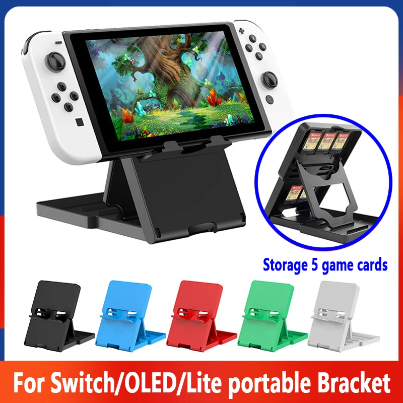 

Foldable PlayStand Bracket for Nintendo Switch/OLED/Lite Game Console Adjustable Angle Bracket Storage 5 game card Switch Holder