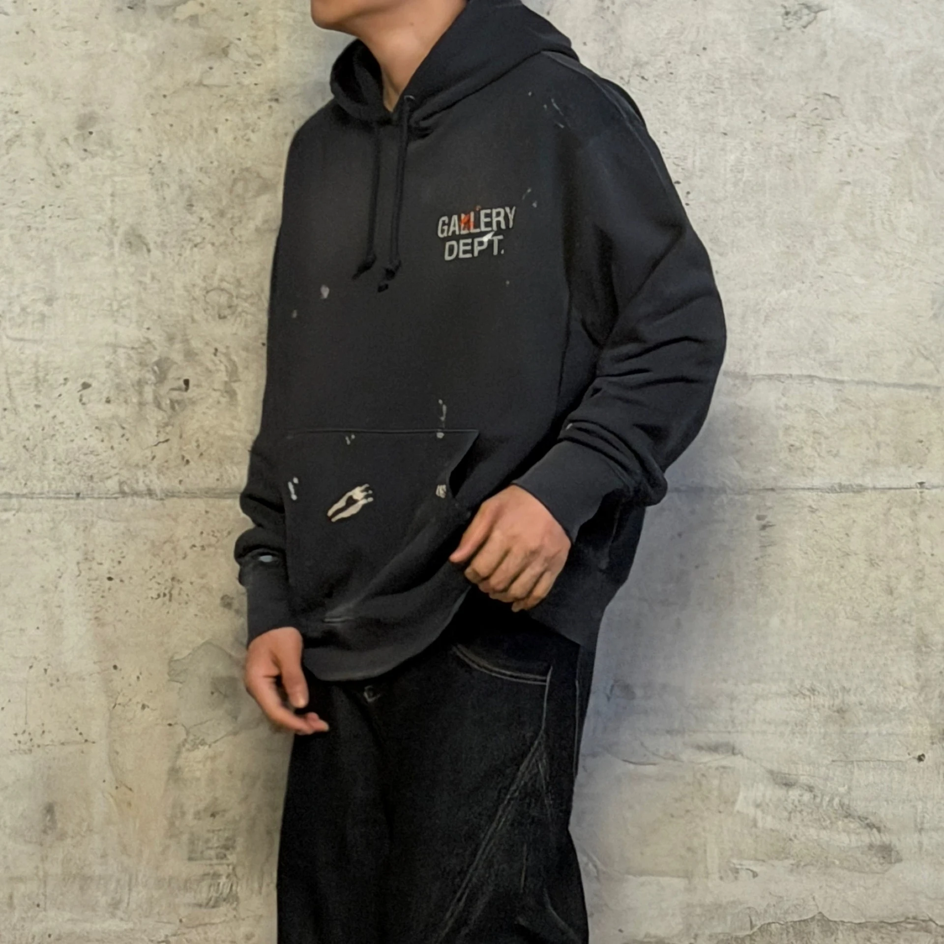Gallery DEPT TALK  English print ink splashing hooded sweater washing water do old retro graffiti hoodie