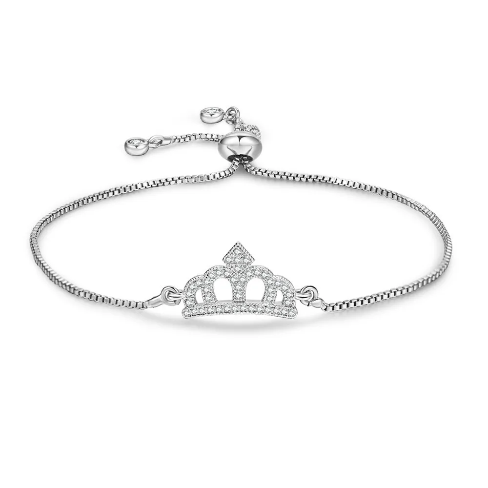 Fashion Zircon Crown Bracelets Fine Pave CZ Black Silvery Golden Bracelet For Women Girl Classical Charm Jewelry Love Gift