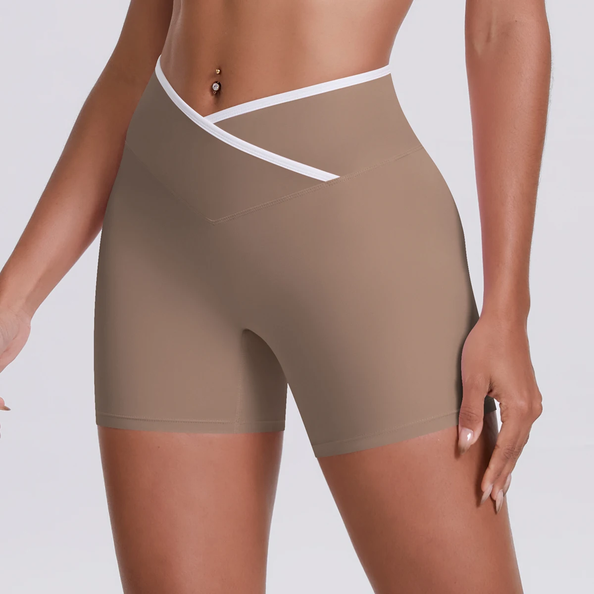 Yoga-Shorts, Damen-Fitness-Shorts, Shorts mit V-förmiger Taille, Lauf- und Fahrradshorts, atmungsaktive Sportleggings, Shorts mit hoher Taille für das Training und das Fitnessstudio. – Detail 24