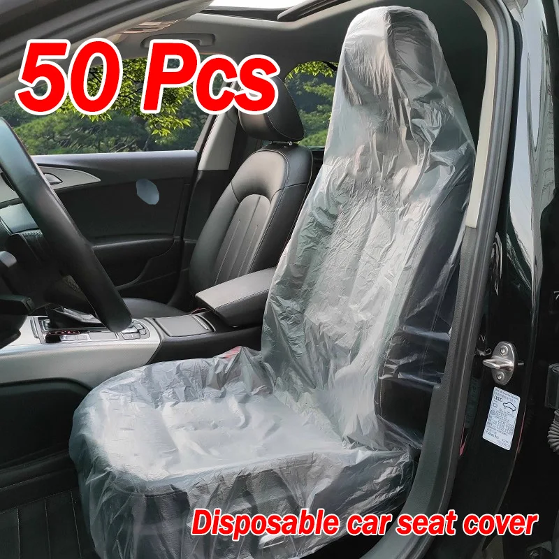 50 fundas desechables para asientos de coche: funda protectora, impermeable, reparación de belleza, limpieza, Protector Universal para asiento de coche