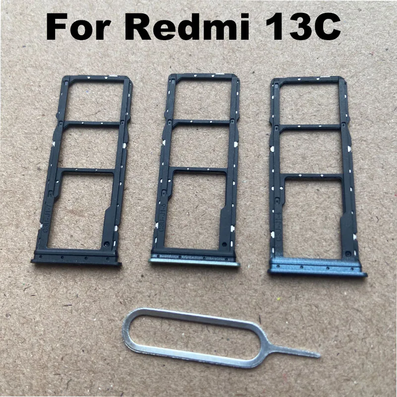 New For Xiaomi Redmi 13C Sim Card Tray Slot Holder Socket Adapter Connector Repair Parts Replacement