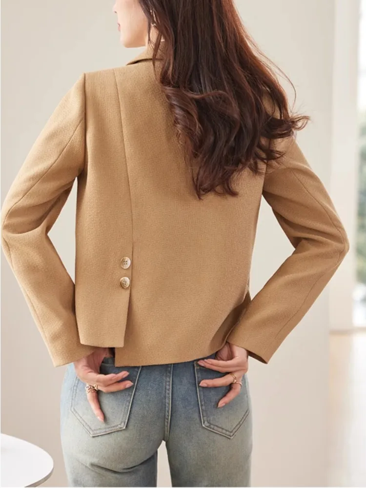 Blazer da donna elegante - Giacca corta doppiopetto Manica lunga regolare Non impermeabile Versatile chic per la primavera/autunno Avanzato