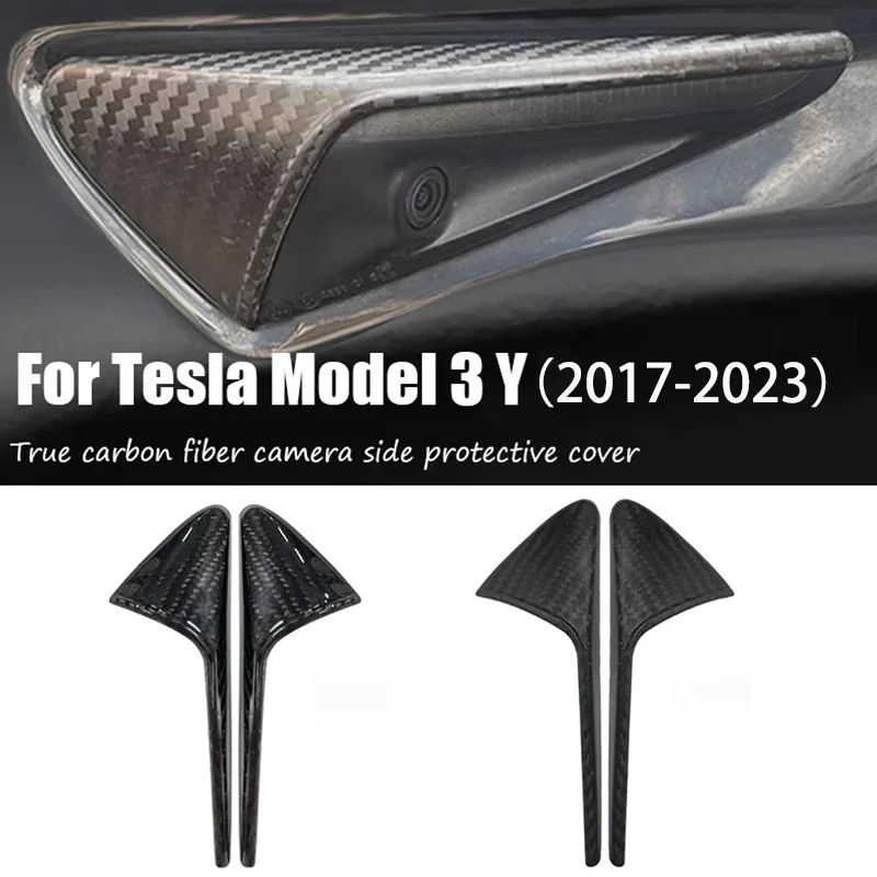 imitate Carbon Fiber For Tesla 2021 2022 2023 Model Y 3 Fender Side Camera Protective Cover Glossy Matte Color Amagi