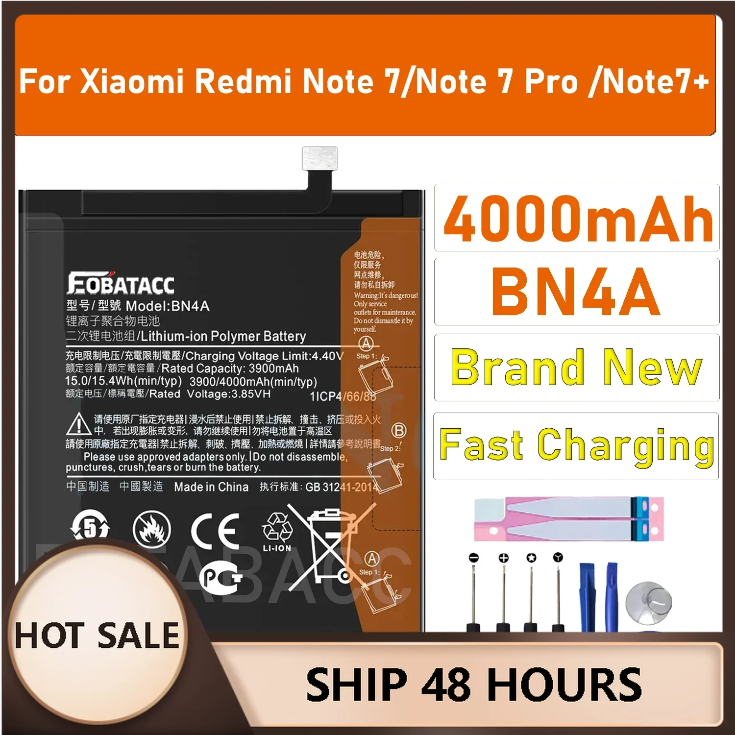 

2025 Years EOTABACC 100% Orginal BN4A 4000mAh Battery For Xiaomi Redmi Note 7 Note 7 Pro M1901F7C High Quality Phone Batteries +