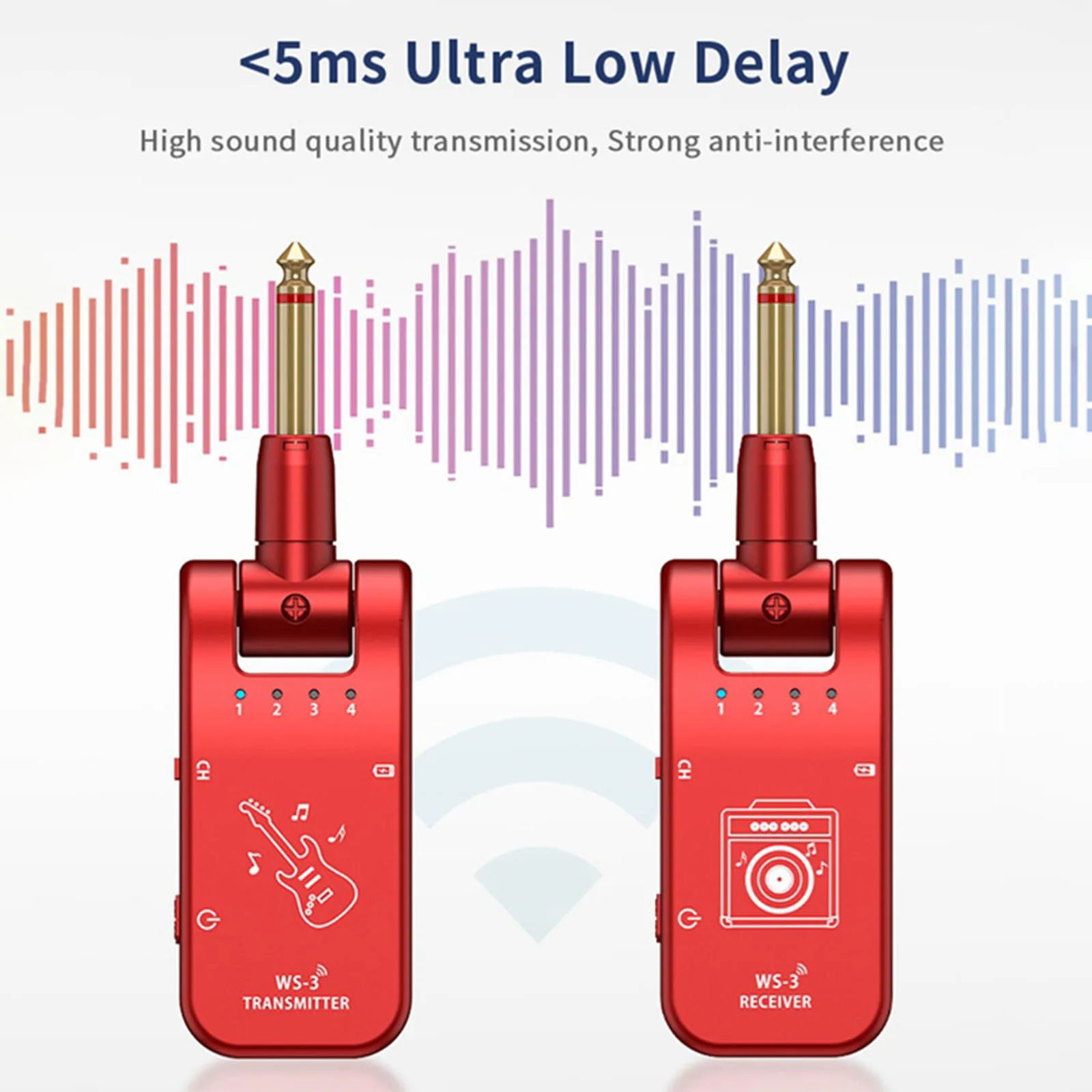 WS-3ระบบรับส่งสัญญาณกีตาร์ระบบไร้สาย UHF แบบสำหรับตัวรับสัญญาณ WIFI เครื่องขยายเสียงเบสกีต้าร์ไฟฟ้า