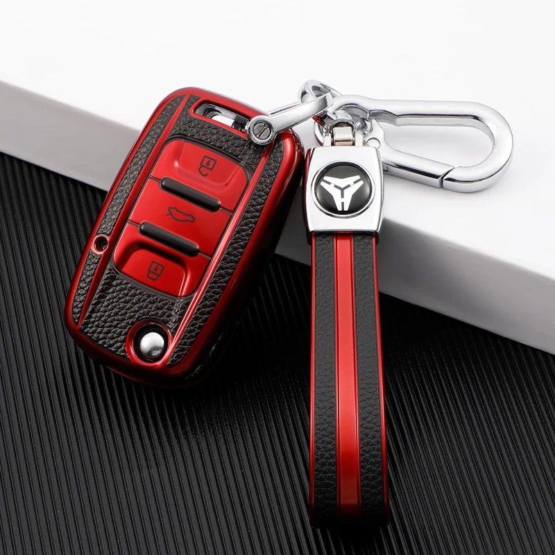 For Wuling HongGuang Macro Light S1 Baojun730 510 560 310 630 310W Car Flip Key Case Protective Cover Bag Shell Keychain