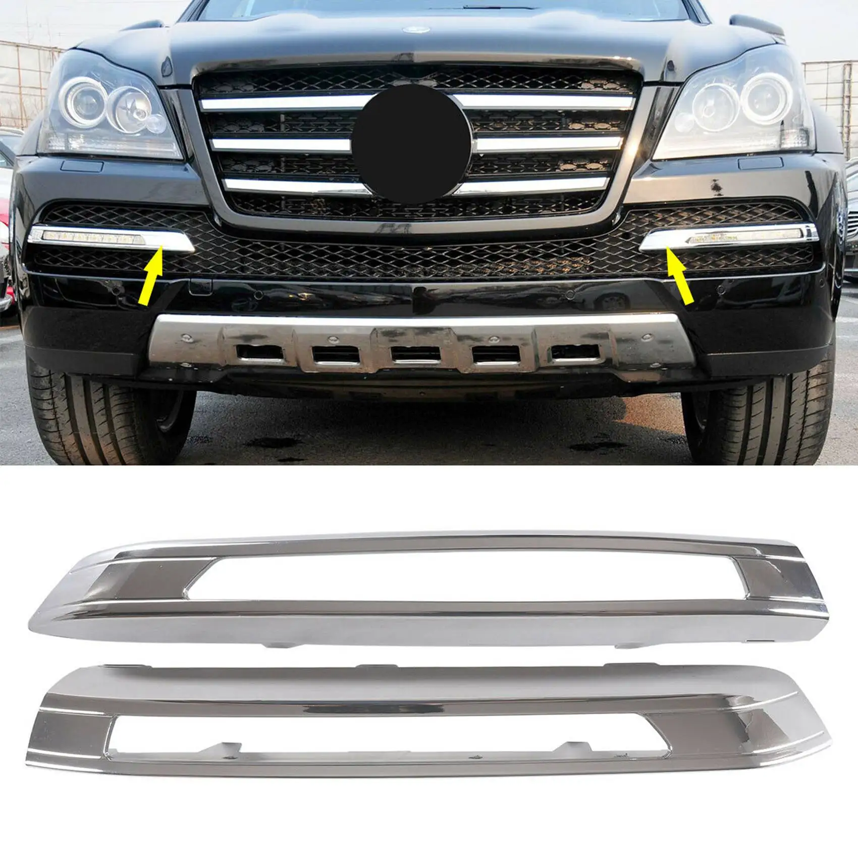 Front Bumper Daytime Running Lamp Trim Molding Cover for Mercedes Benz W164 GL350 450 2010-2012 1648840423 1648840323