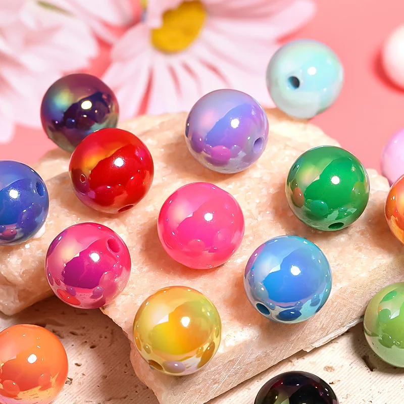 

Trendy New 100pcs 16mm Ab Colors Round Acrylic Gumball Beads Fit Bubblegum Necklace Bracelet Earring Pen Making Accessories