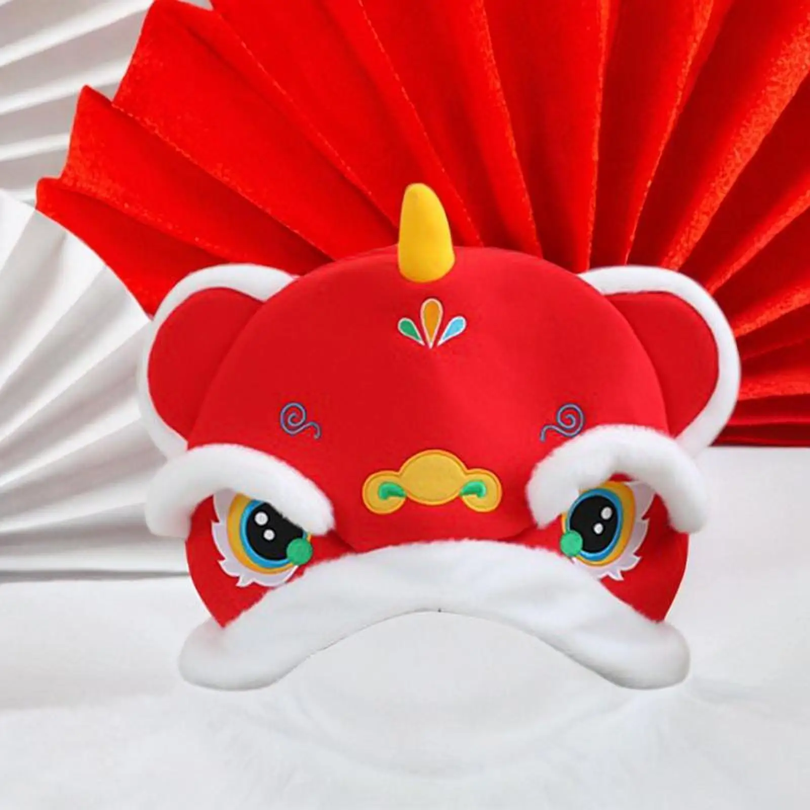 Lion Dance Headgear Dress up Cute Photo Prop Head Cover Plush Hat for Festival