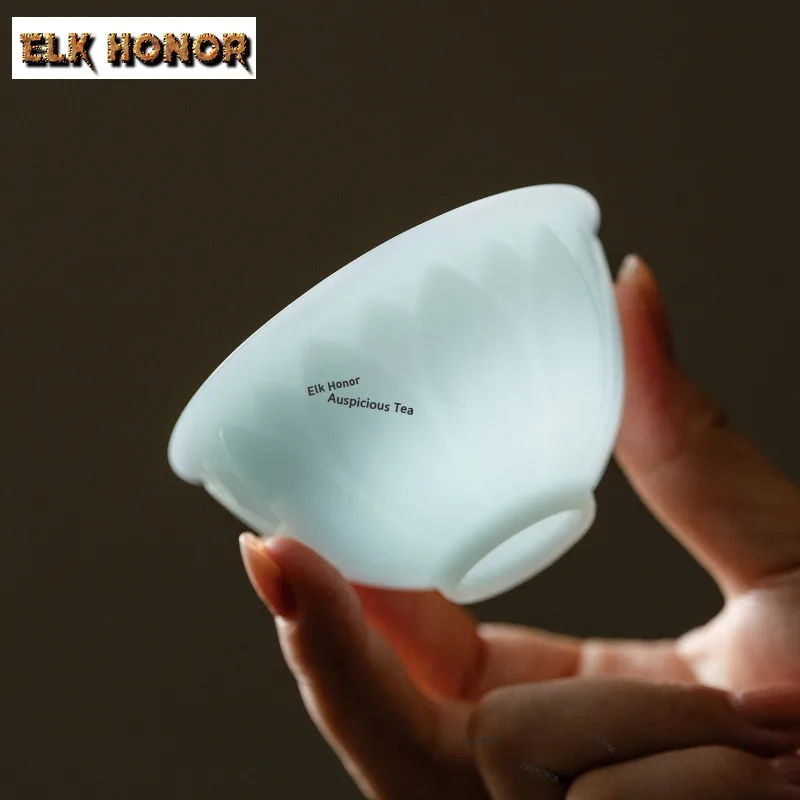 ZAEYORIA 70ml Thin Blue Ice Crystal Jade Mineral Mud Teacup Tea Bowl Mugs Tea-tasting Smelling Cup Jianzhan Master Cups Teaware