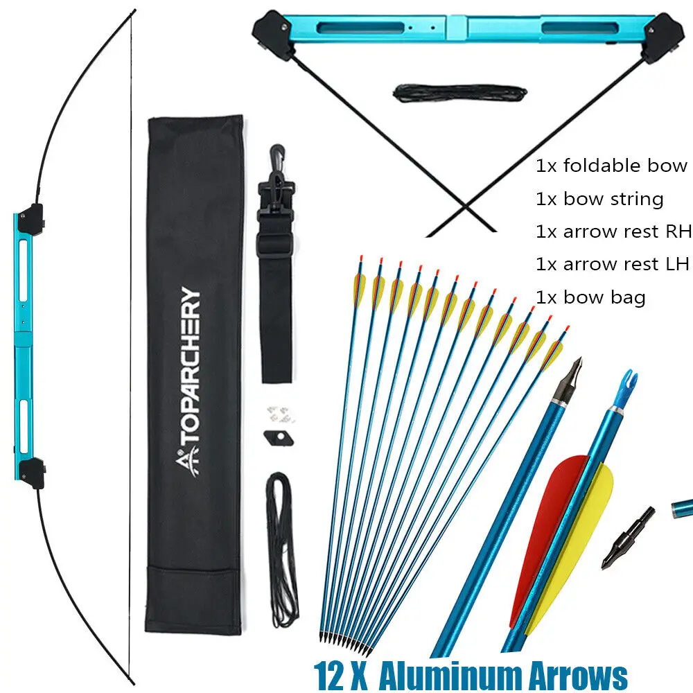 

35 lbs Foldable Bow and Arrows Set Aluminum Riser Arrows SP550 58" Archery Bow for Left Right Hand for Target Shooting Hunting