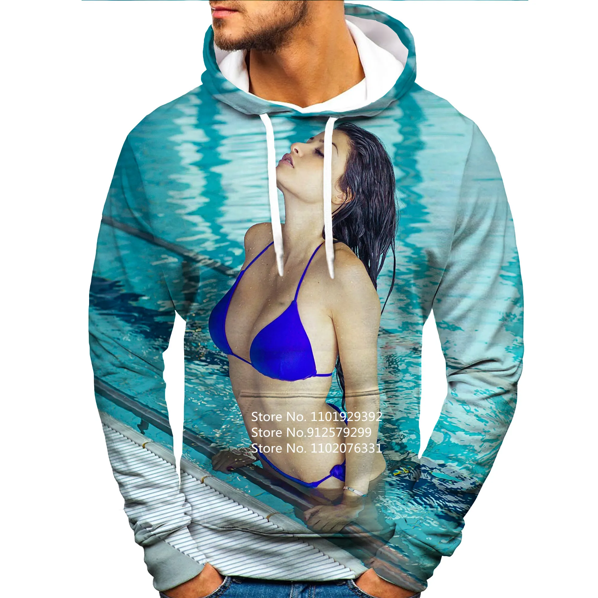 Sexy Hot Beauty 3D Hoodie Man Bikini Printing Sweatshirts Humor Funny Shirt Harajuku Pullover