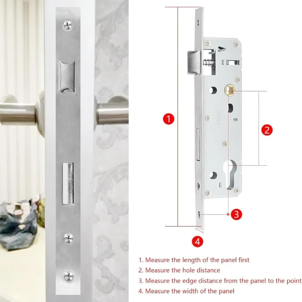 85x20mm Brushed Stainless Steel Mortice Lock Insert for Tubular Frame Doors Garden Garage Interior Applications