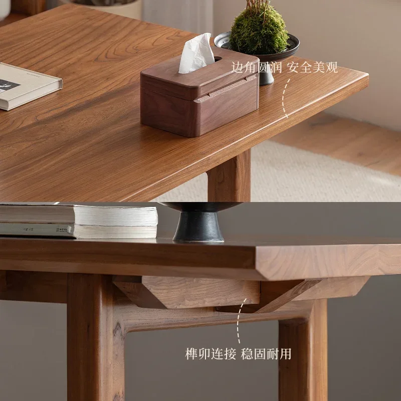 New Chinese style all solid wood simple modern office long dining table elm calligraphy table