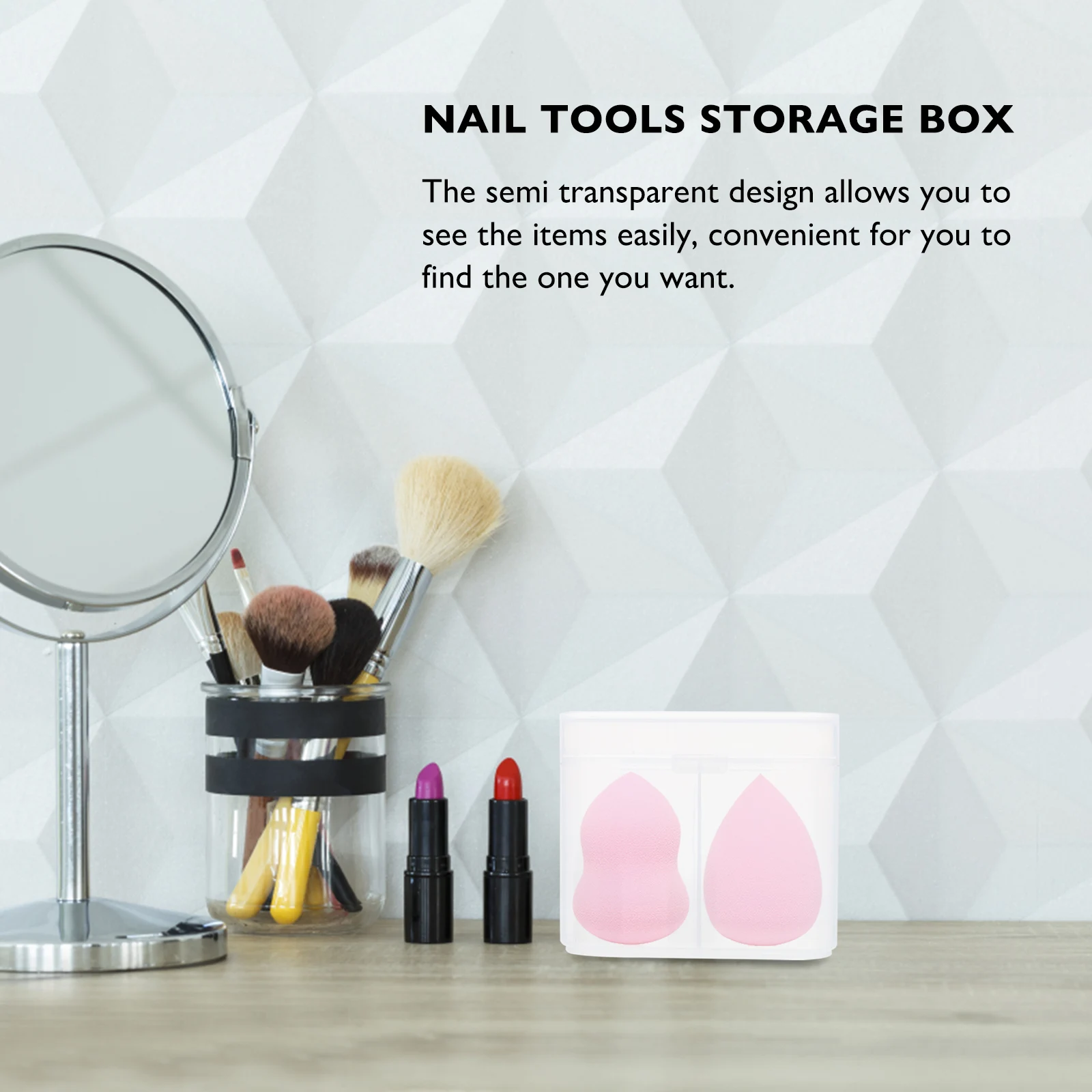 

2pcs Cotton Storage Box Transparent Abs Organizer For Makeup Remover Sundries Manicure Tool Holder Nail Art Tools Container