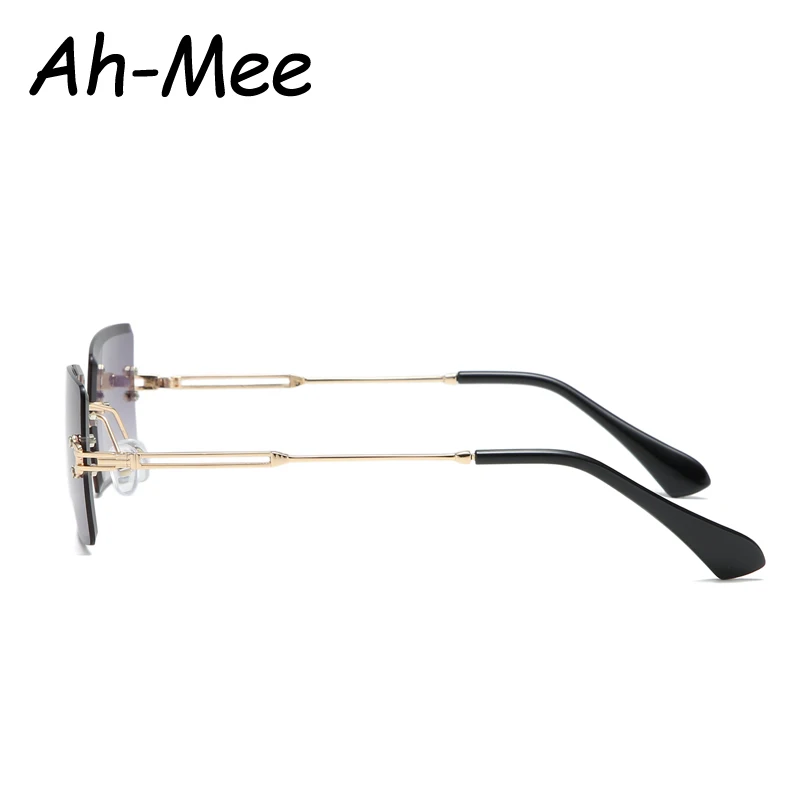 Fashion Rimless Rectangle Sunglasses Women Men Alloy Trendy Brand Small Square Lens Sun Glasses Gradient Black Lens Shades UV400