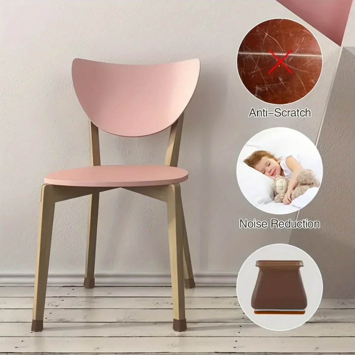 Silicone Edge Square Chair Foot Cover Anti-Slip Felt Pad Protective Table & Chair Cover for Home Furniture