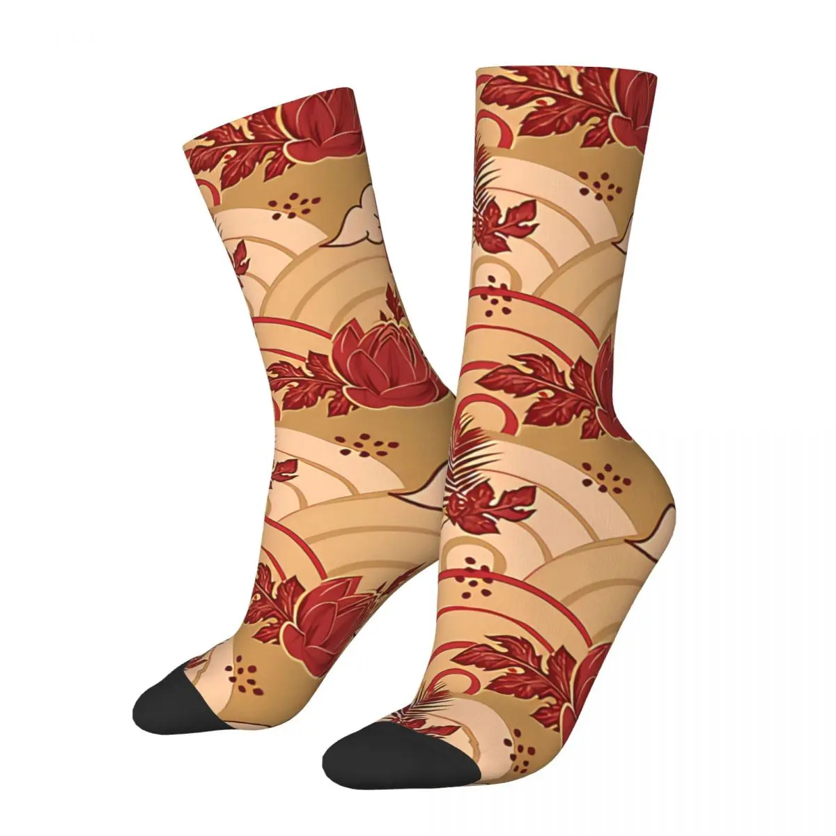 Funny Happy Sock for Men Japanese Floral Pattern Hip Hop Japanese Style Quality Pattern Printed Crew Sock Novelty Gift