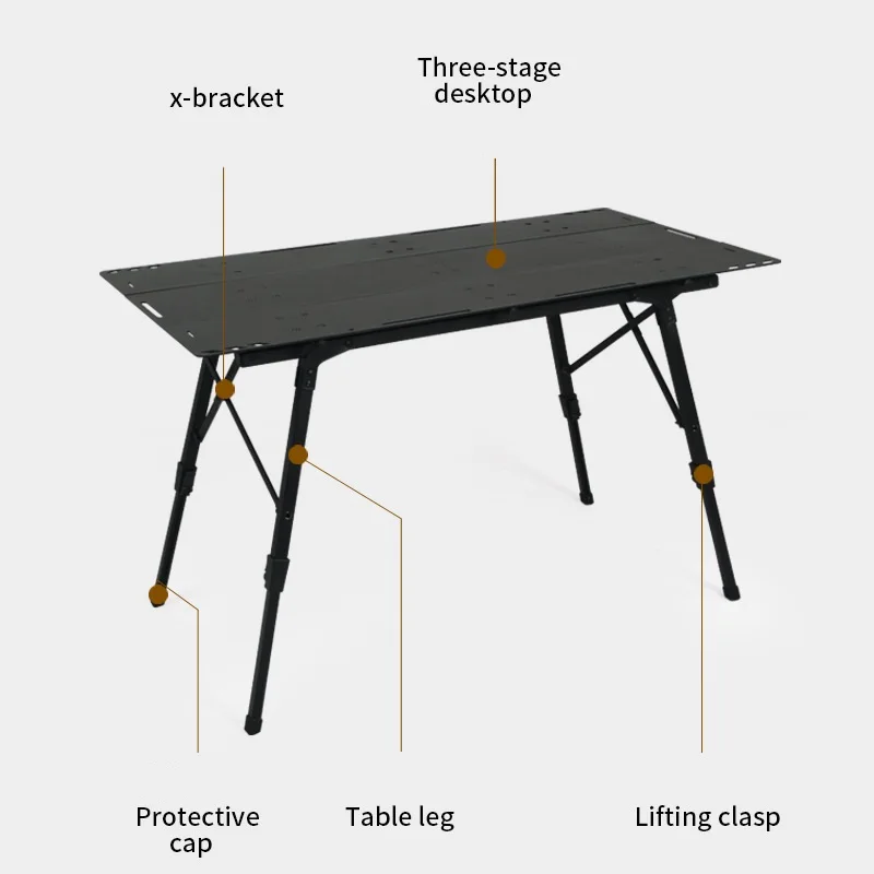 Outdoor Folding Table Aluminium Alloy Liftable Table Lightweight Poratable Picnic Desk Camping Elevating Tactical Table New