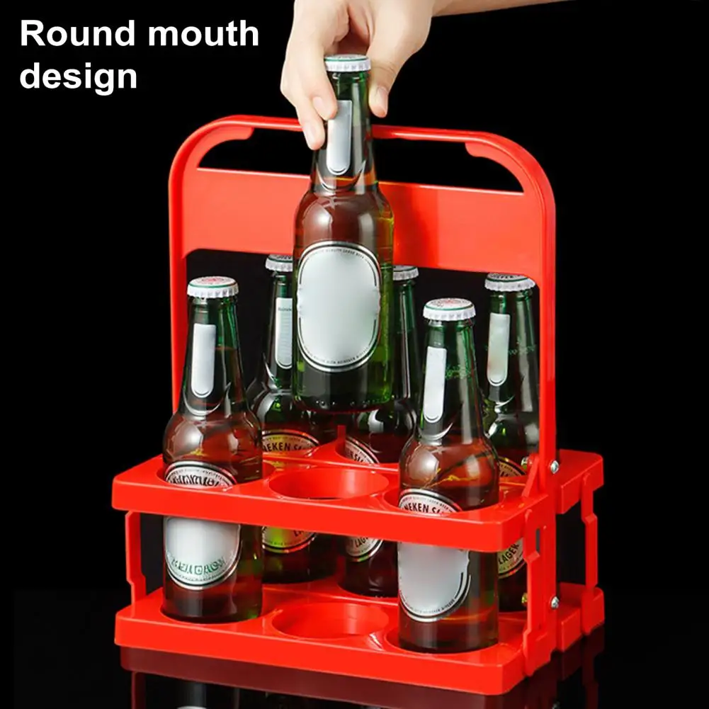 6 Bottle Wine Bottle Carrier Plastic Drink Display Stand Folding Beverage Carrier with Handle Portable Wine Storage Basket
